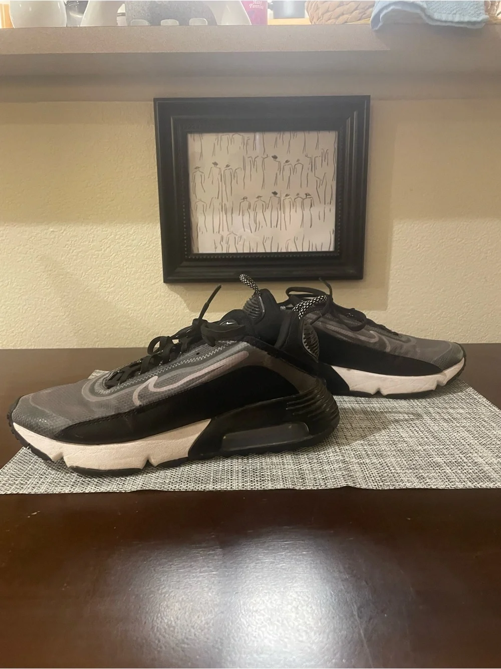 Nike Women's Gray and Black Athletic Sneakers with Pink Swoosh